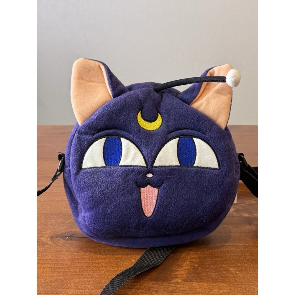 HTF Sailor Moon LUNA Crossbody Bag -Pillow Plush Purple Anime Cat